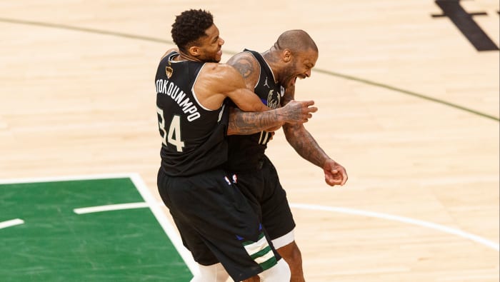 Antetokounmpo seemed as happy as can be Tuesday night.